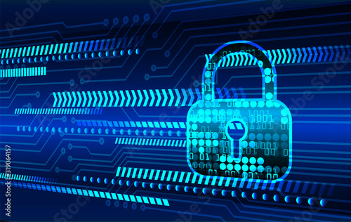 Closed Padlock on digital background, cyber security