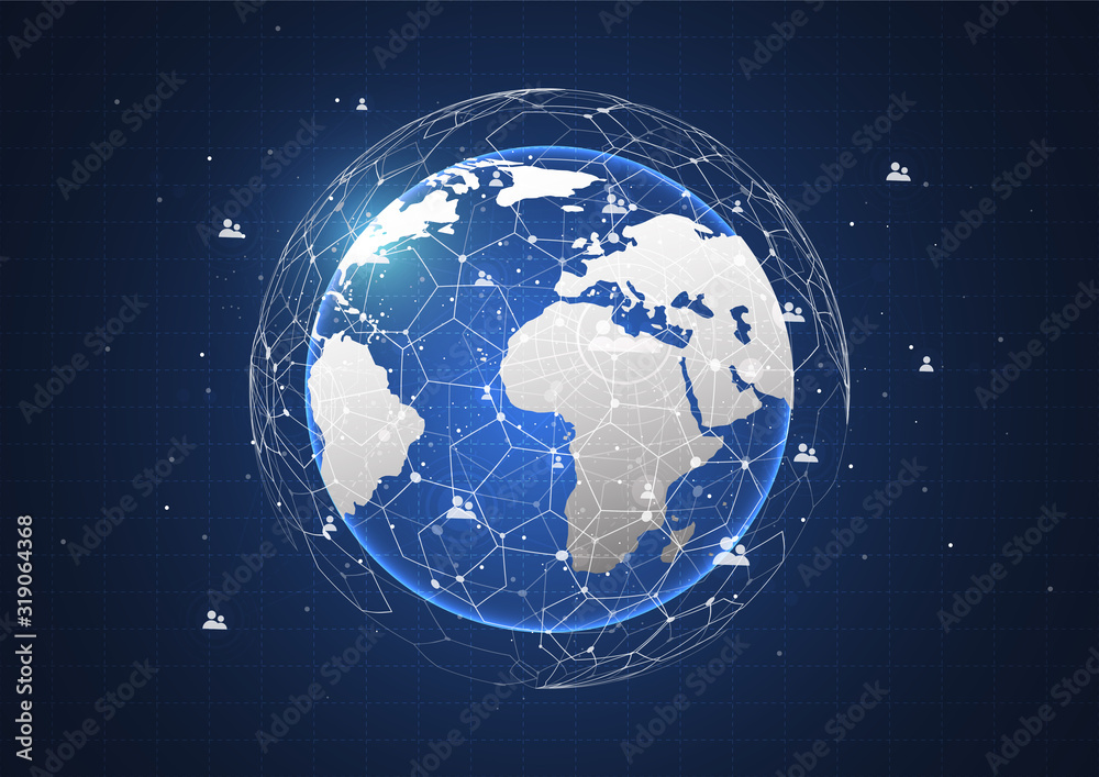 Global network connection. World map point and line composition concept of global business. Vector Illustration Global network connection. World map point and line composition concept of global business. Vector Illustration