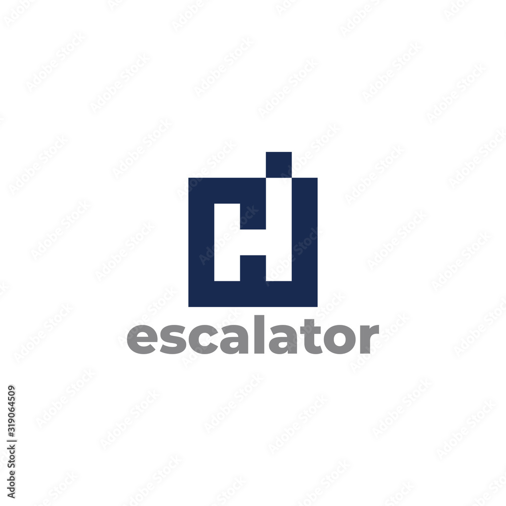 Obraz premium letter h hotel escalator symbol geometric square logo vector