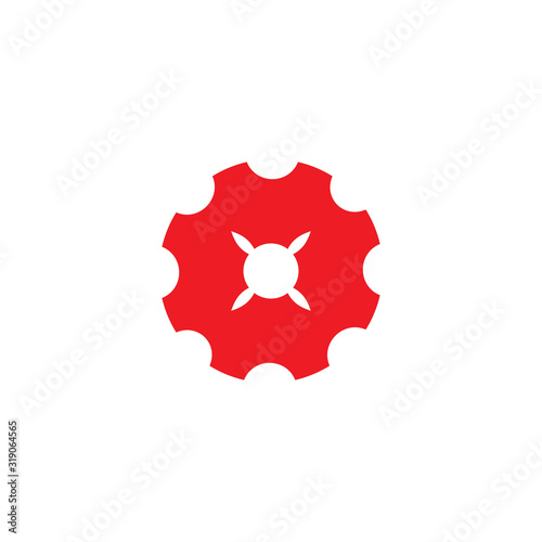 shine cog machine symbol, geometric design logo vector