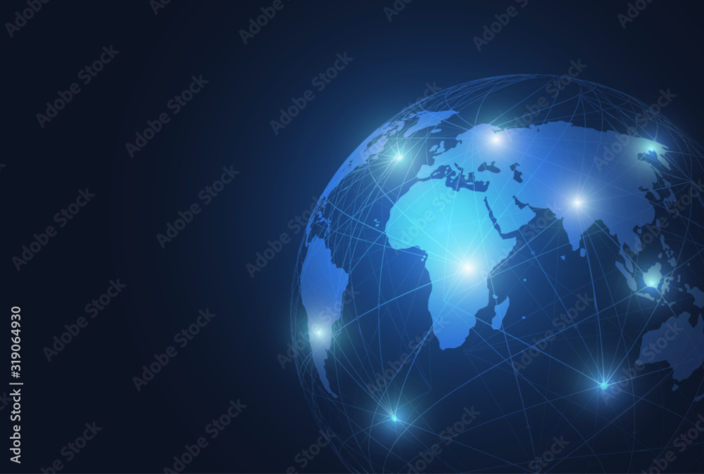 Global network connection. World map point and line composition concept of global business. Vector Illustration Global network connection. World map point and line composition concept of global business. Vector Illustration