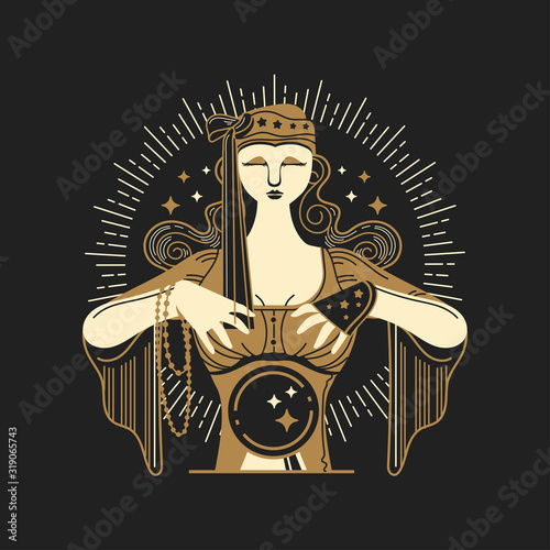 Gold Vintage Fortune Teller Vector Illustration