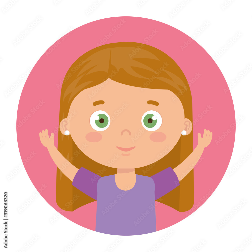 cute little girl with hands up in frame circular