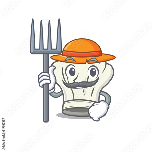 Cheerfully Farmer cook hat cartoon picture with hat and tools
