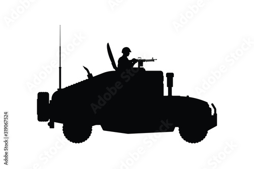 Military armor vehicle silhouette vector