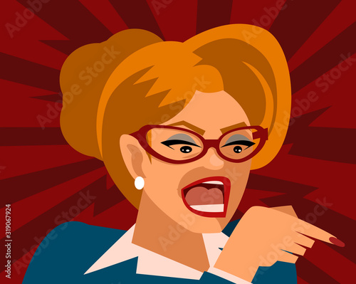 stressed and angry office boss lady woman shouting 