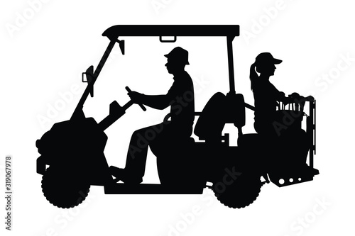 Golf car silhouette vector