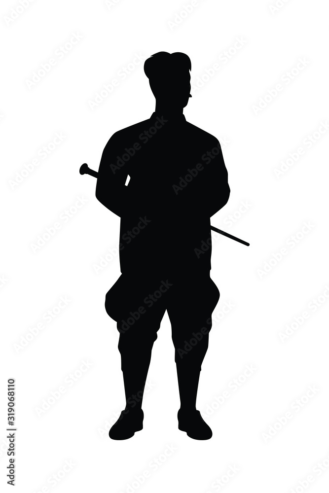 Naklejka premium Siam old man in tradition uniform silhouette vector