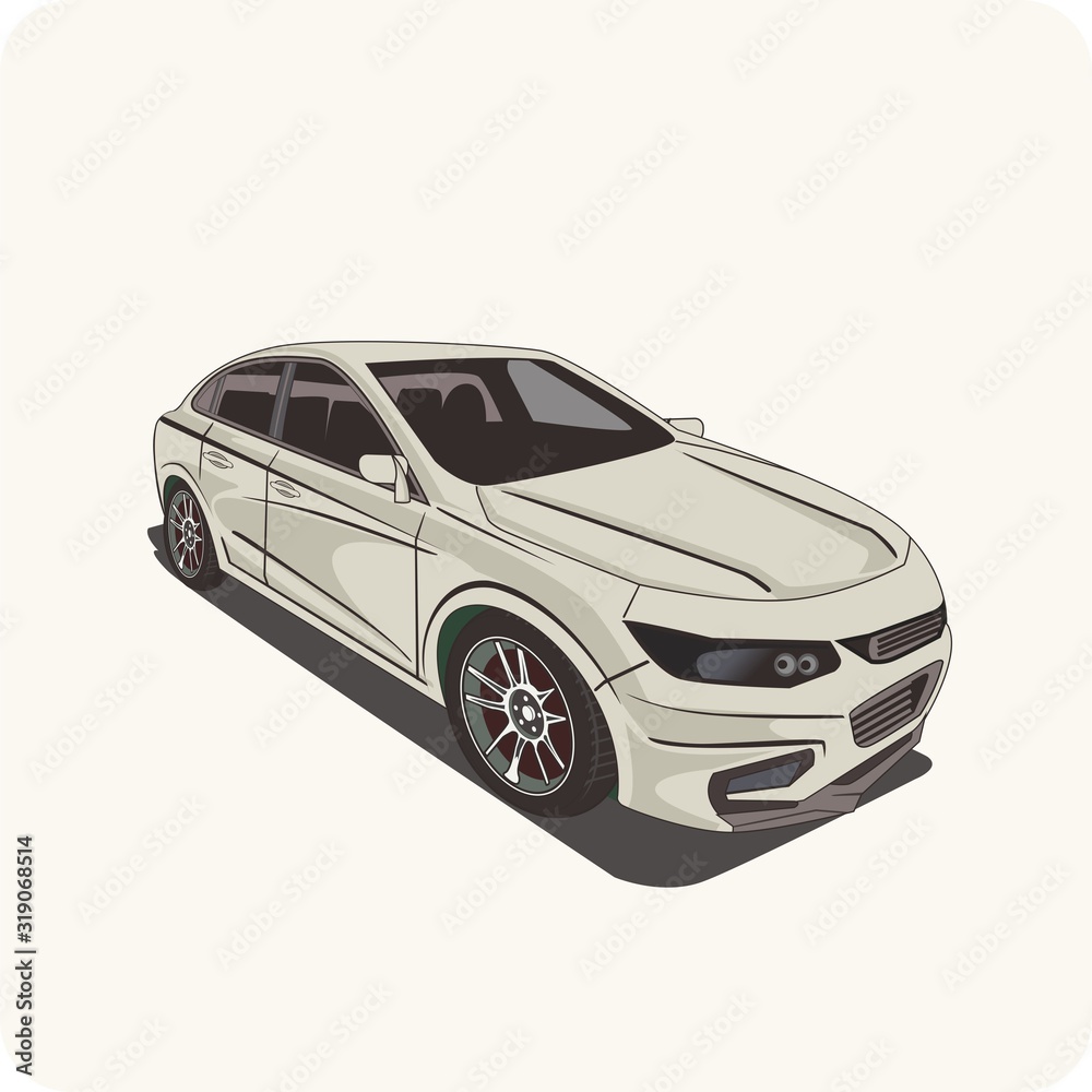 vector illustration car street racing isolated easy to edit