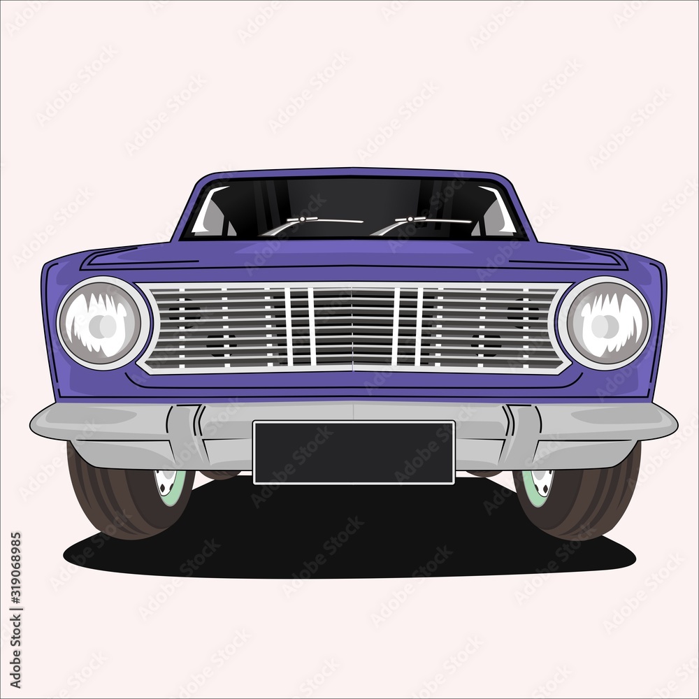 Cartoon vector illustration vintage retro car classic mini moris