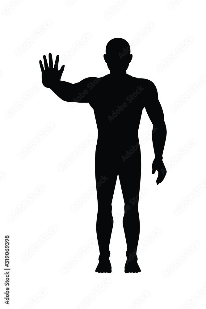 Obraz premium Standing man body silhouette vector