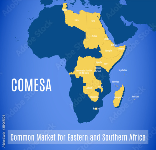 Vector map of the Common Market for Eastern and Southern Africa (COMESA)