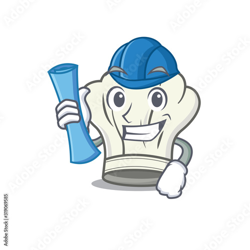 Elegant Architect cook hat having blue prints and blue helmet