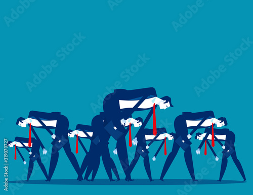 People bowed down and walked discouragedly. Concept business despair vector illustration, Flat cartoon style design.