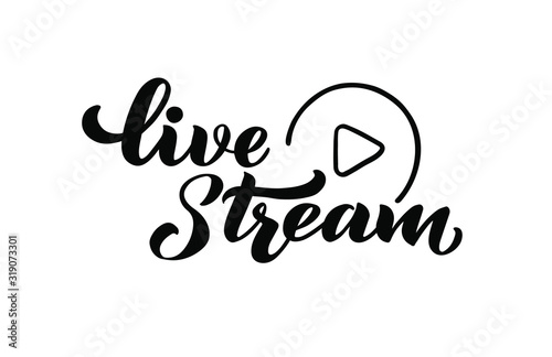 live stream - vector hand draw lettering for projects, website, live stream video chat. The vector illustration is isolated on white.  EPS 10