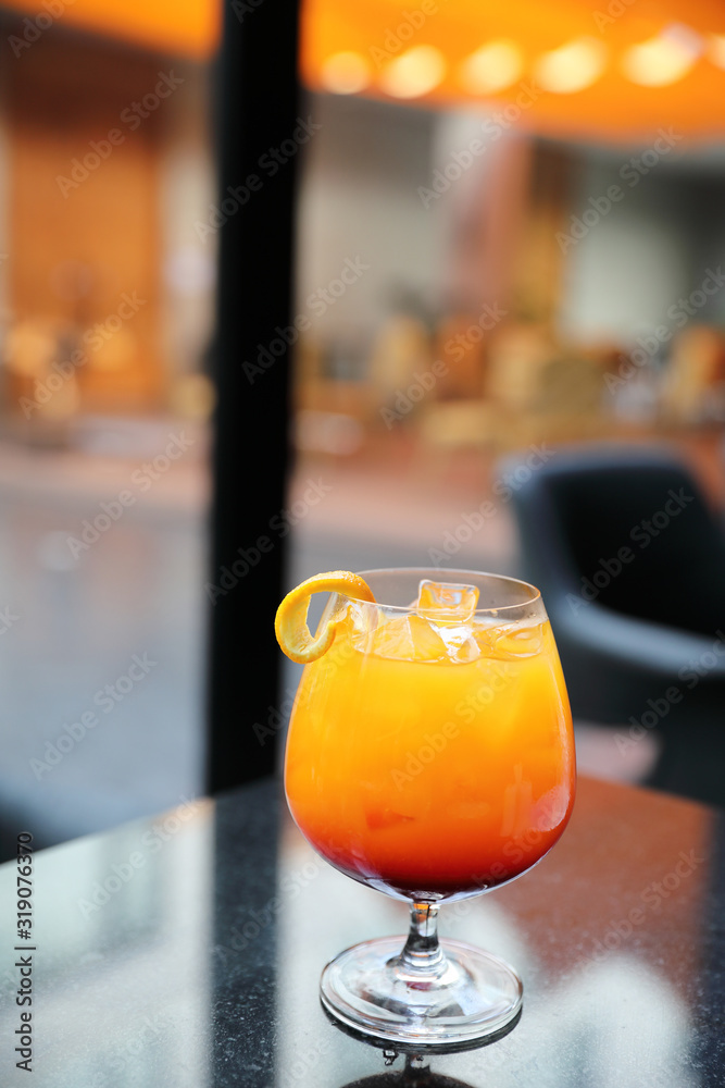 Sunrise Cocktail orange pineapple juice in restaurant Sunrise Cocktail orange pineapple juice in restaurant