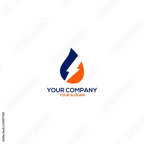 water and electric installation logo design vector