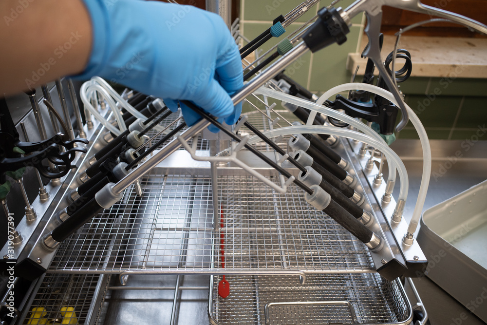 in a central sterilization department, the instruments used for an