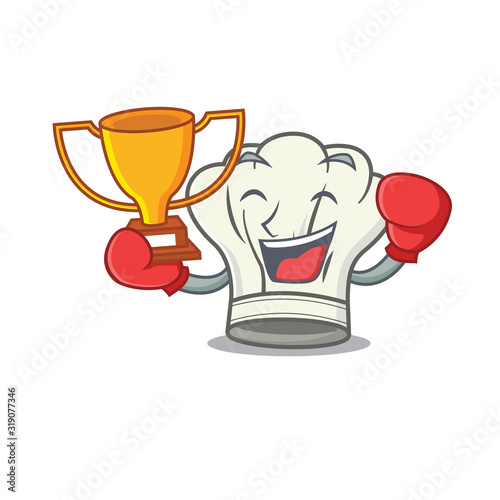 fantastic Boxing winner of cook hat in mascot cartoon style