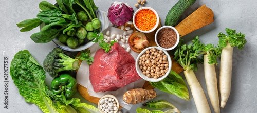 Healthy eating and balanced nutrition ingredients clean food