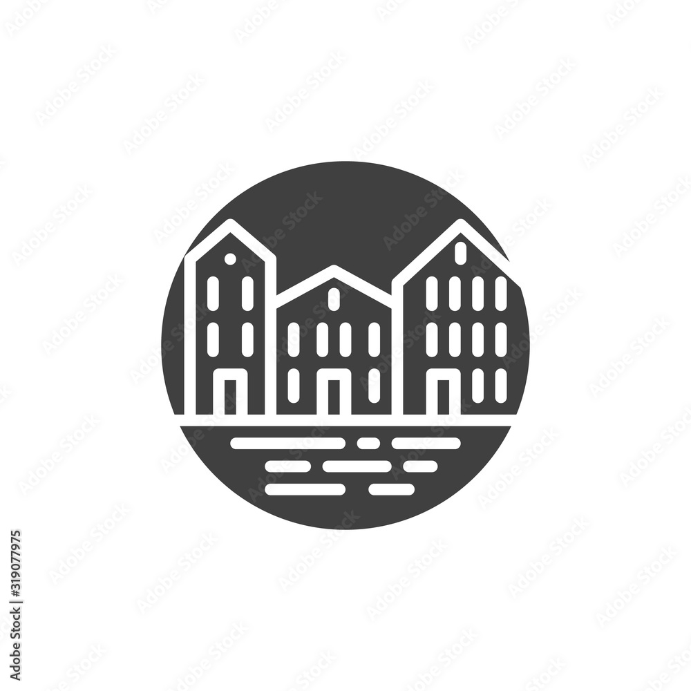 Cityscape buildings vector icon. filled flat sign for mobile concept and web design. Downtown landscape glyph icon. Symbol, logo illustration. Vector graphics Cityscape buildings vector icon. filled flat sign for mobile concept and web design. Downtown landscape glyph icon. Symbol, logo illustration. Vector graphics