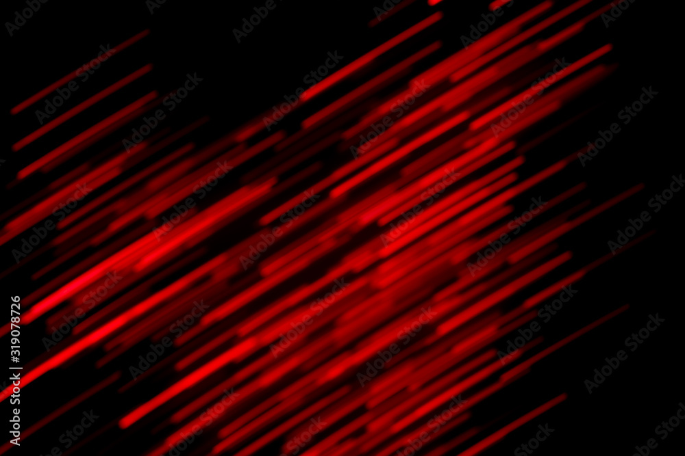 Futuristic blurred lights holiday monochrome background in saturated red and black, perfect for Christmas, New Year, Valentine, party, technology drop. Horizontal, soft focus