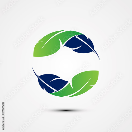 Recycle icon shape feather for element design symbol