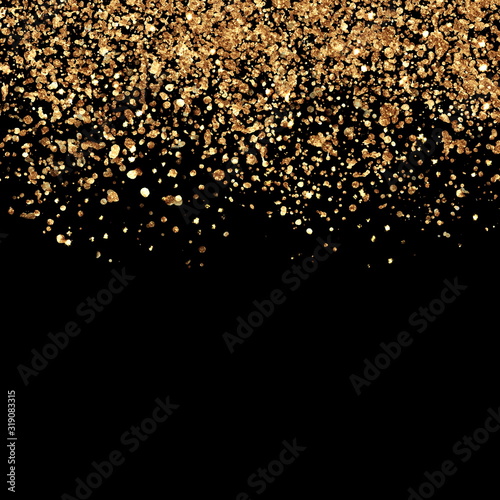 Gold luxury glittering abstract background on black