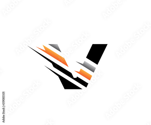 Abstract Initial Letter V Fast Technology logo icon vector design concept.