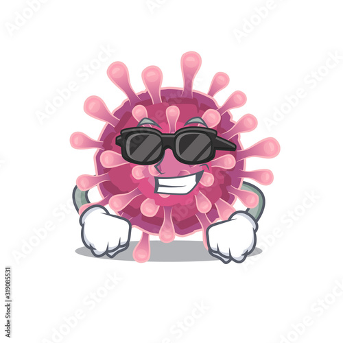 Super cool corona virus character wearing black glasses