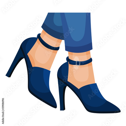 Female High Heeled Shoes with Legs Wearing Them Vector Illustration