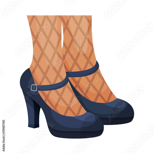 Female High Heeled Shoes with Legs Wearing Them Vector Illustration