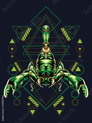 scorpion king zodiac illustrattion in sacred geometry