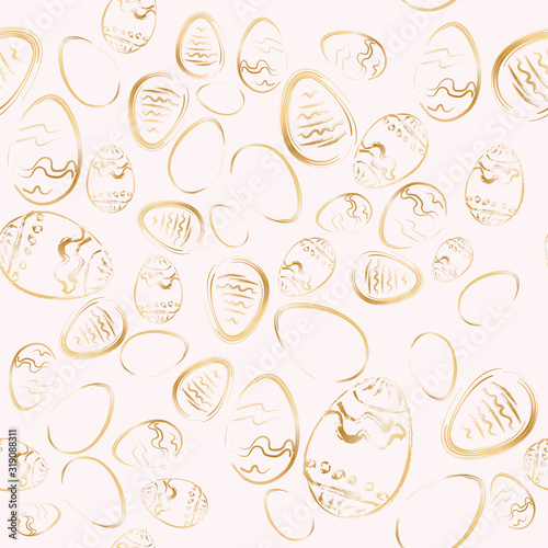 Rose Golden easter eggs seamless vector pattern