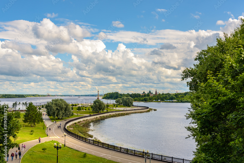 The view on the Strelka of the city of Yaroslavl, Russia	