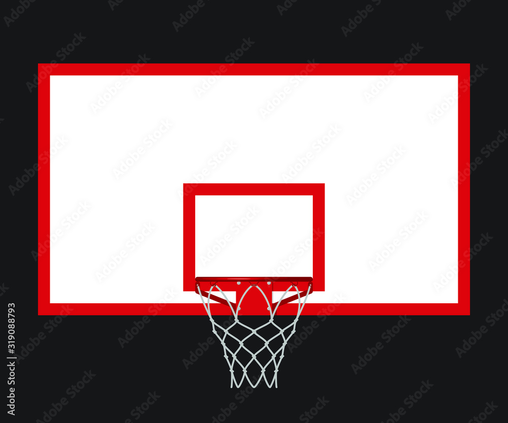Rectangle shape Basketball backboard with hoop and net, Scale 1:12.5