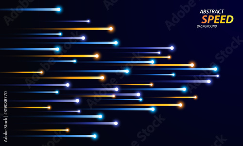 Glowing colorful fast motion speed lines background. Modern technology speed concept.