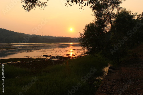 sunset on lake