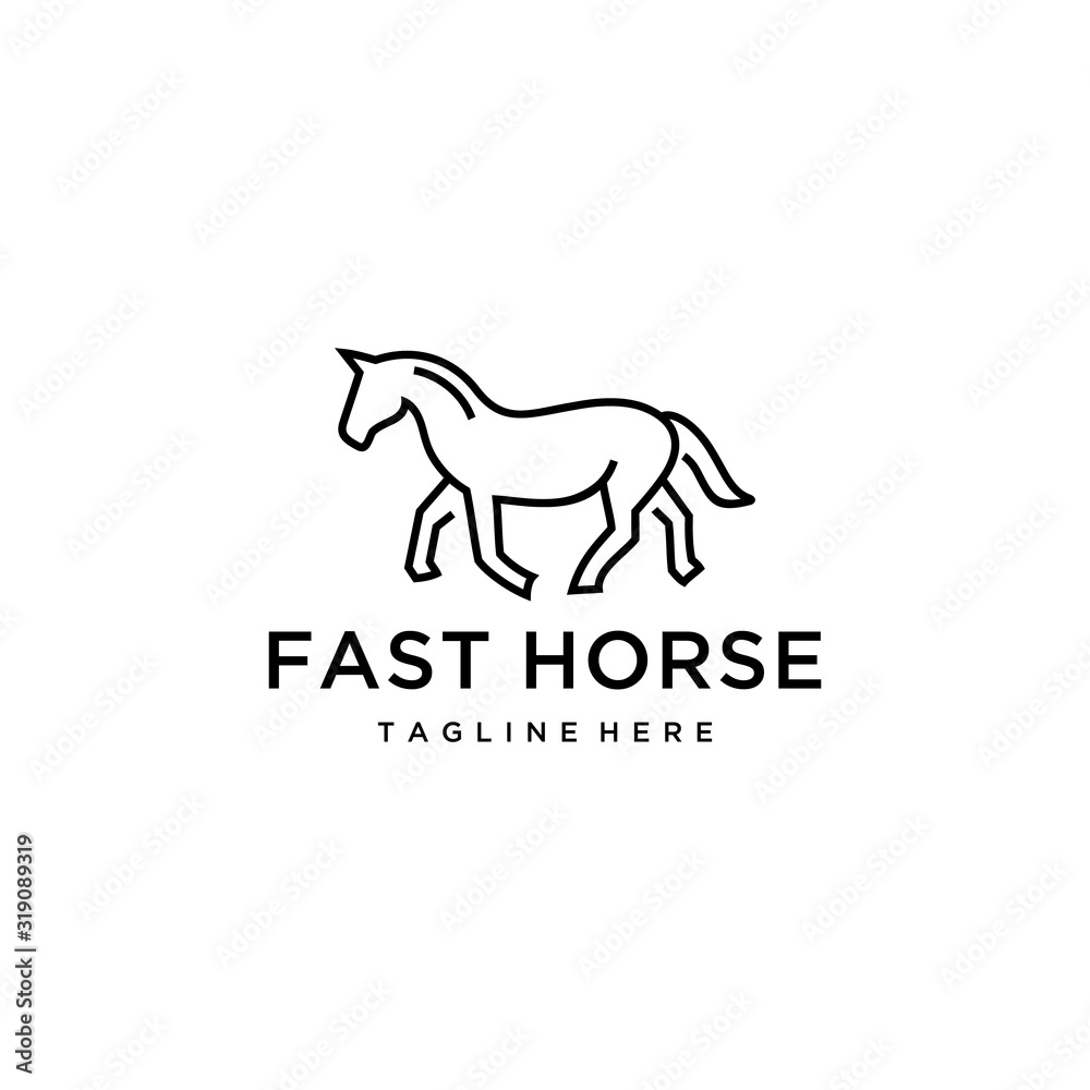 Fototapeta Illustration Simple Elegance horse Vector linear icons and logo design