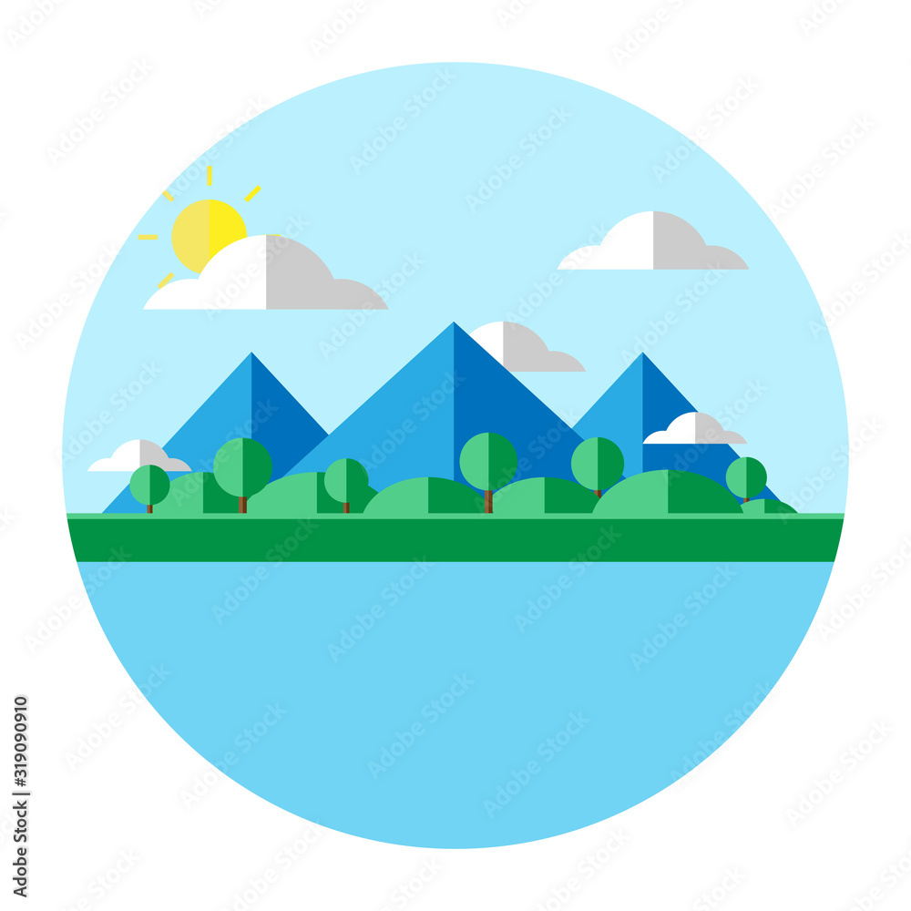 flat design illustration of a morning view