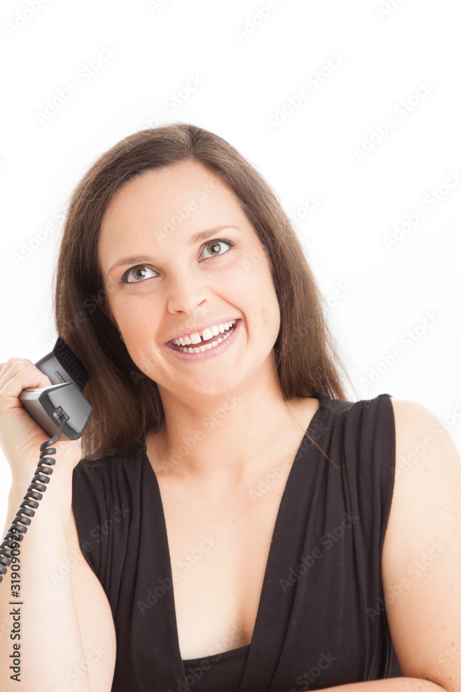 Ditzy receptionist or employee, on the office telephone Ditzy receptionist or employee, on the office telephone