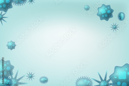 Virus attack or epidemic vector illustration. Frame of microorganisms