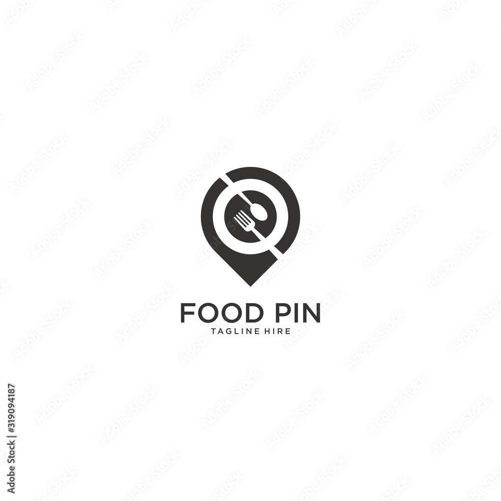 combination of the finder's logo with a fork and spoon to represent food