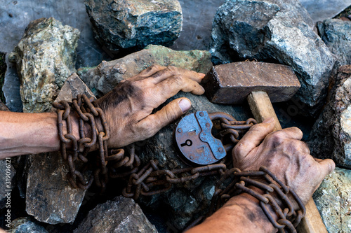 Slave hard work. Penal servitude