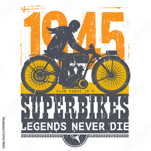 Motorcycle poster with text Superbikes, Legends Never Die