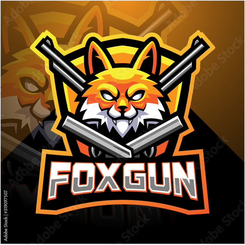 Fox gun esport mascot logo design