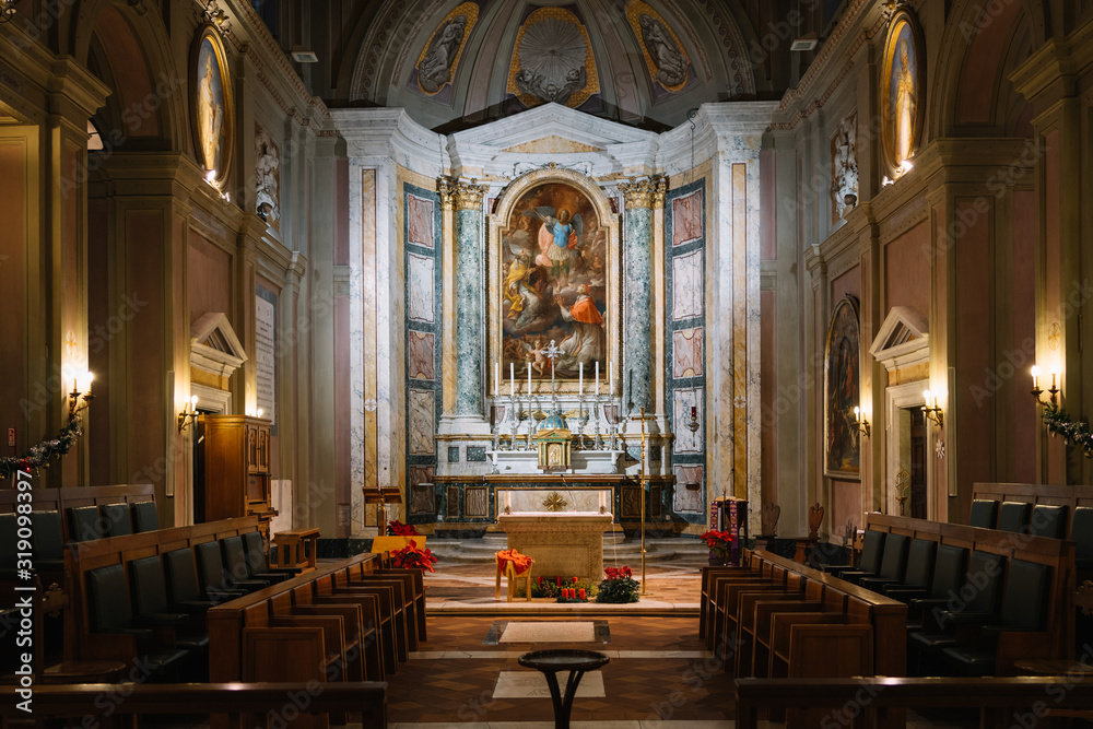 Rome, Italy - Dec 24, 2019: St Michael and Magnus Frisian Church in Rome