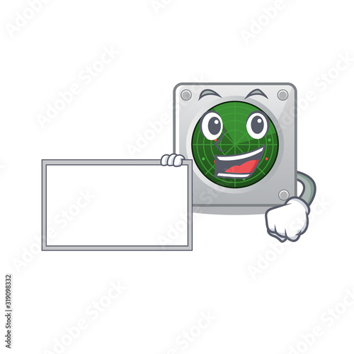 Funny radar cartoon character design style with board