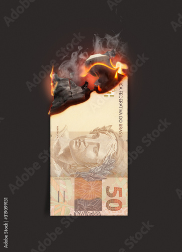Cuadro en lienzo Real Burning Cash Note