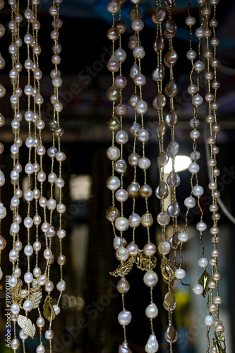 multicolored pearls in the form of beads as a background